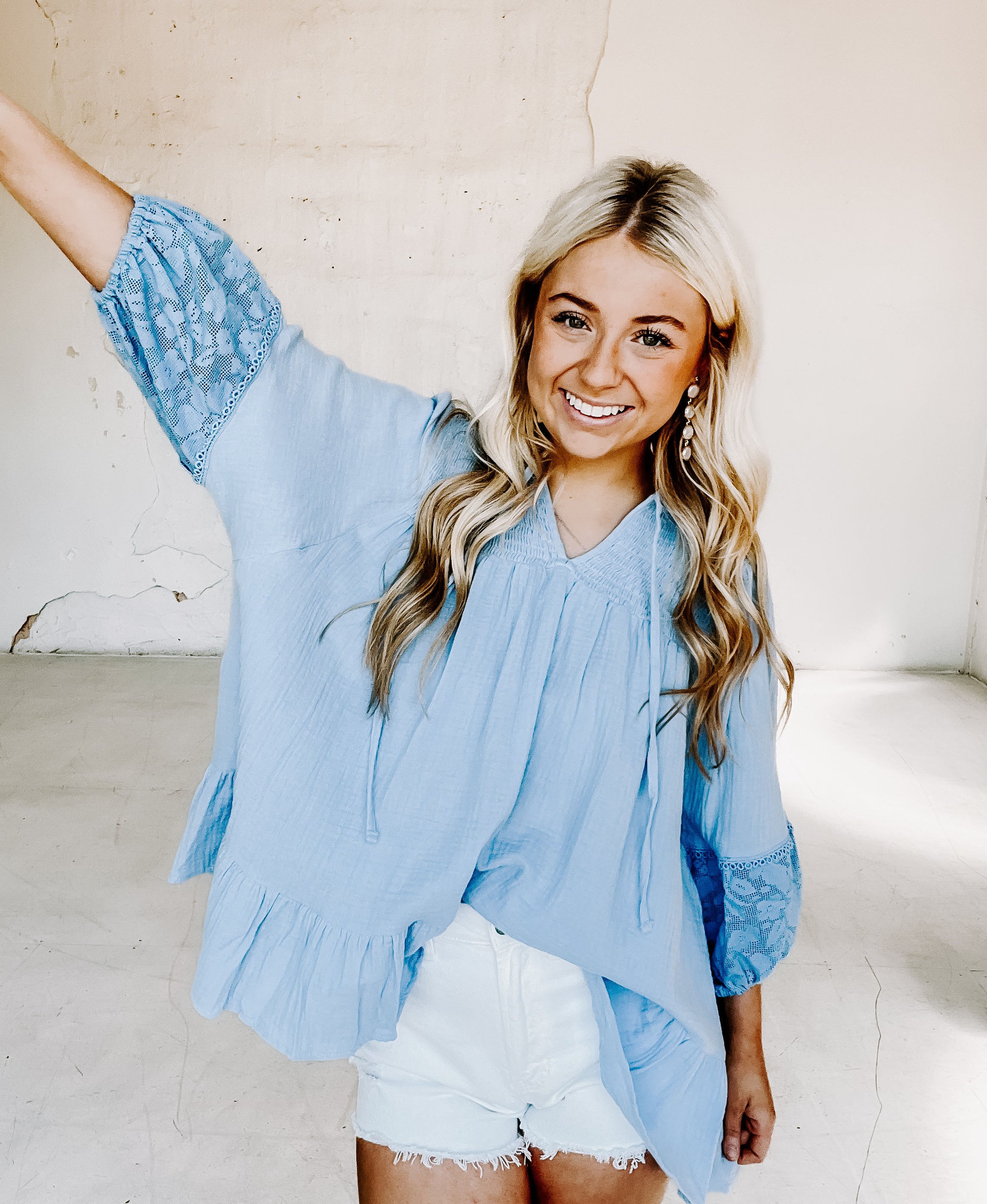 Boho Gauze Top in Blue