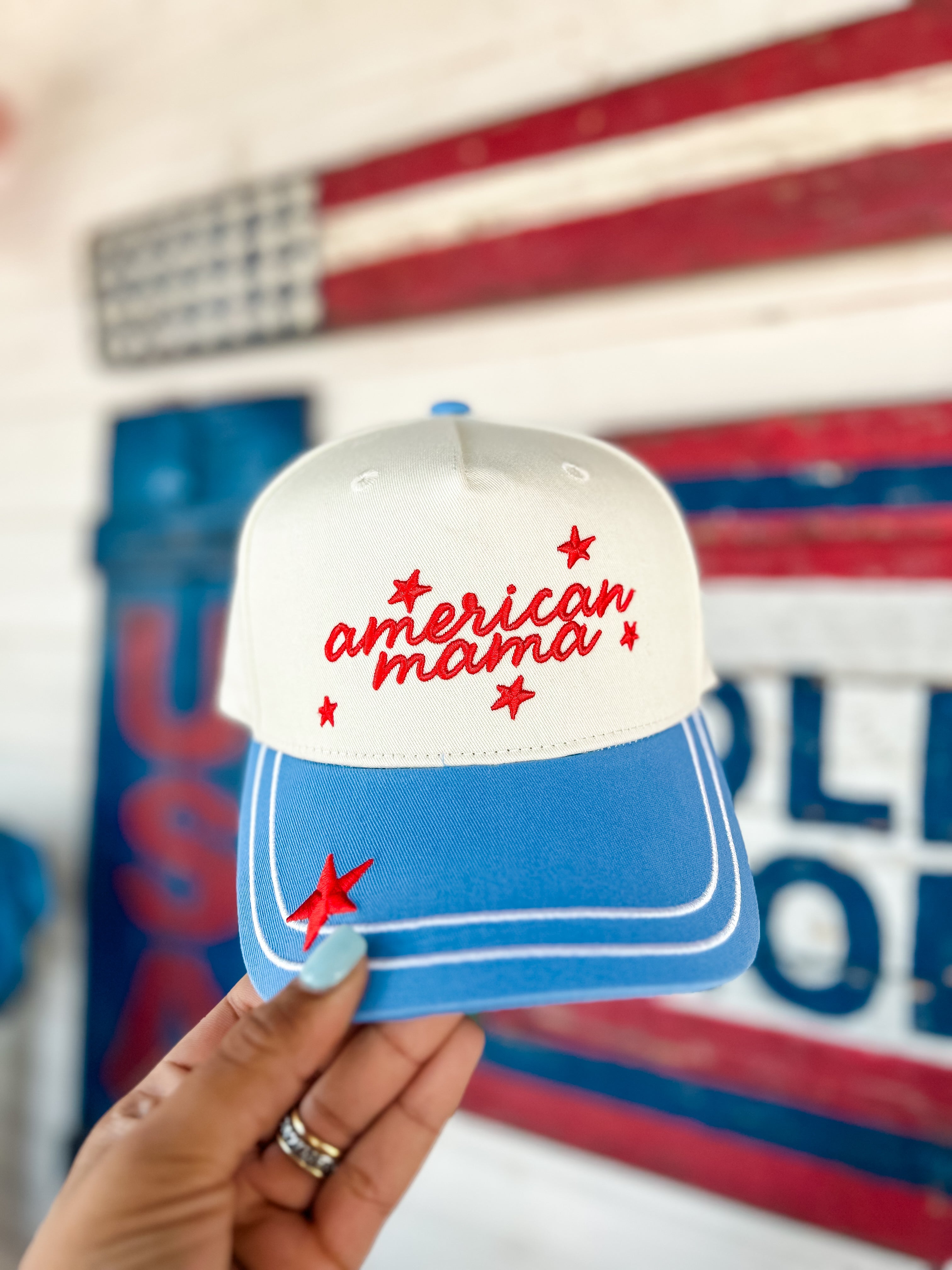 “American Mama” Embroidered Trucker Hat