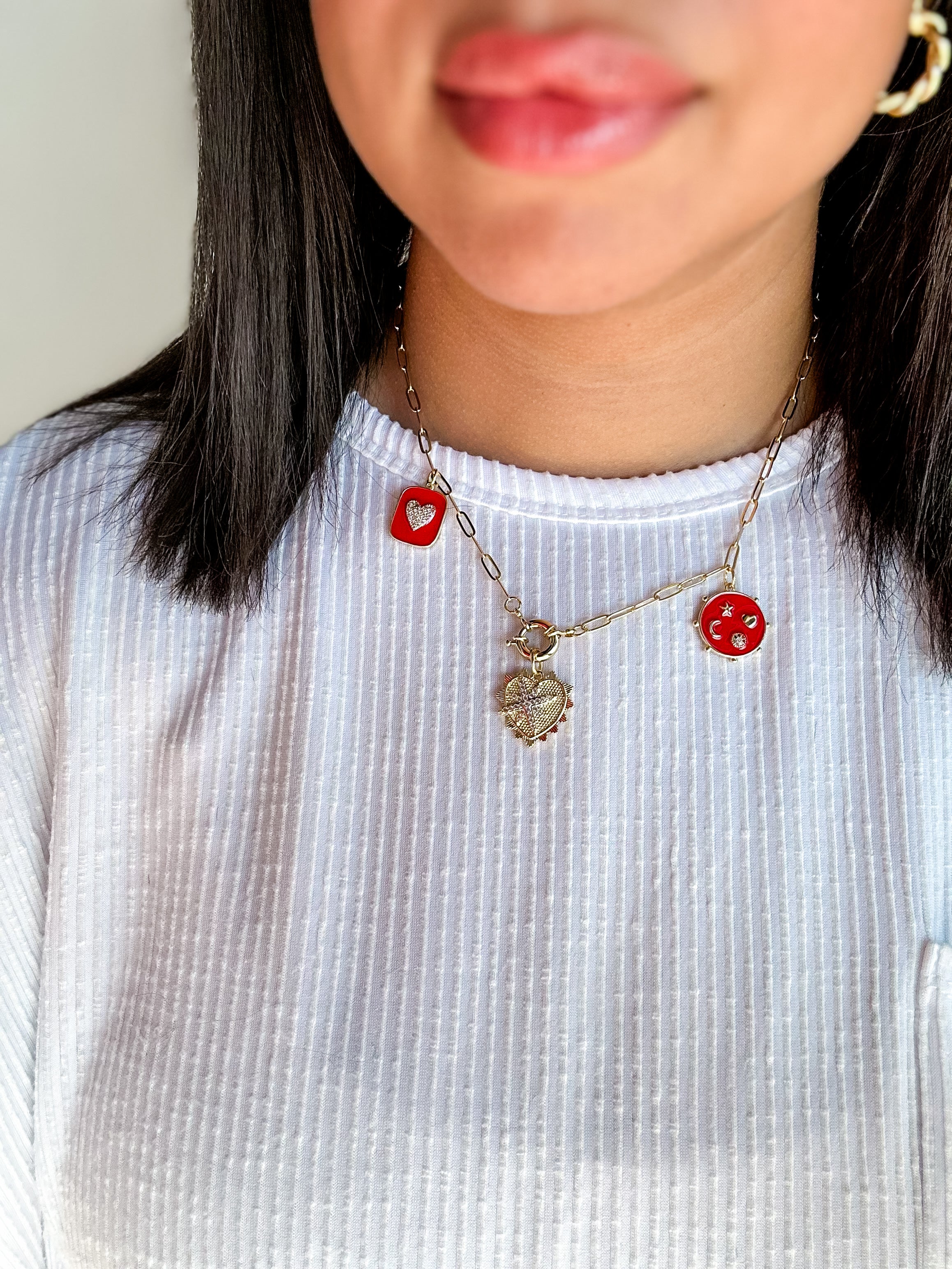 Ava Red Charm Necklace