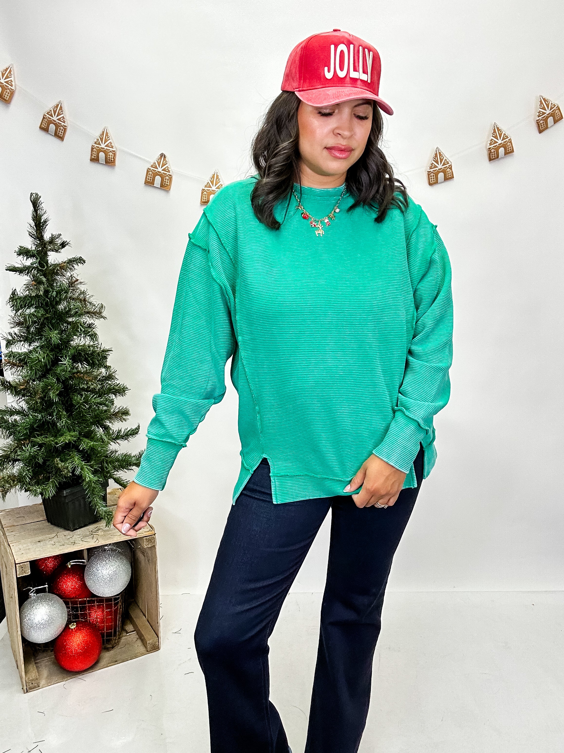 Harper Split Hem Pullover (Ribbed)