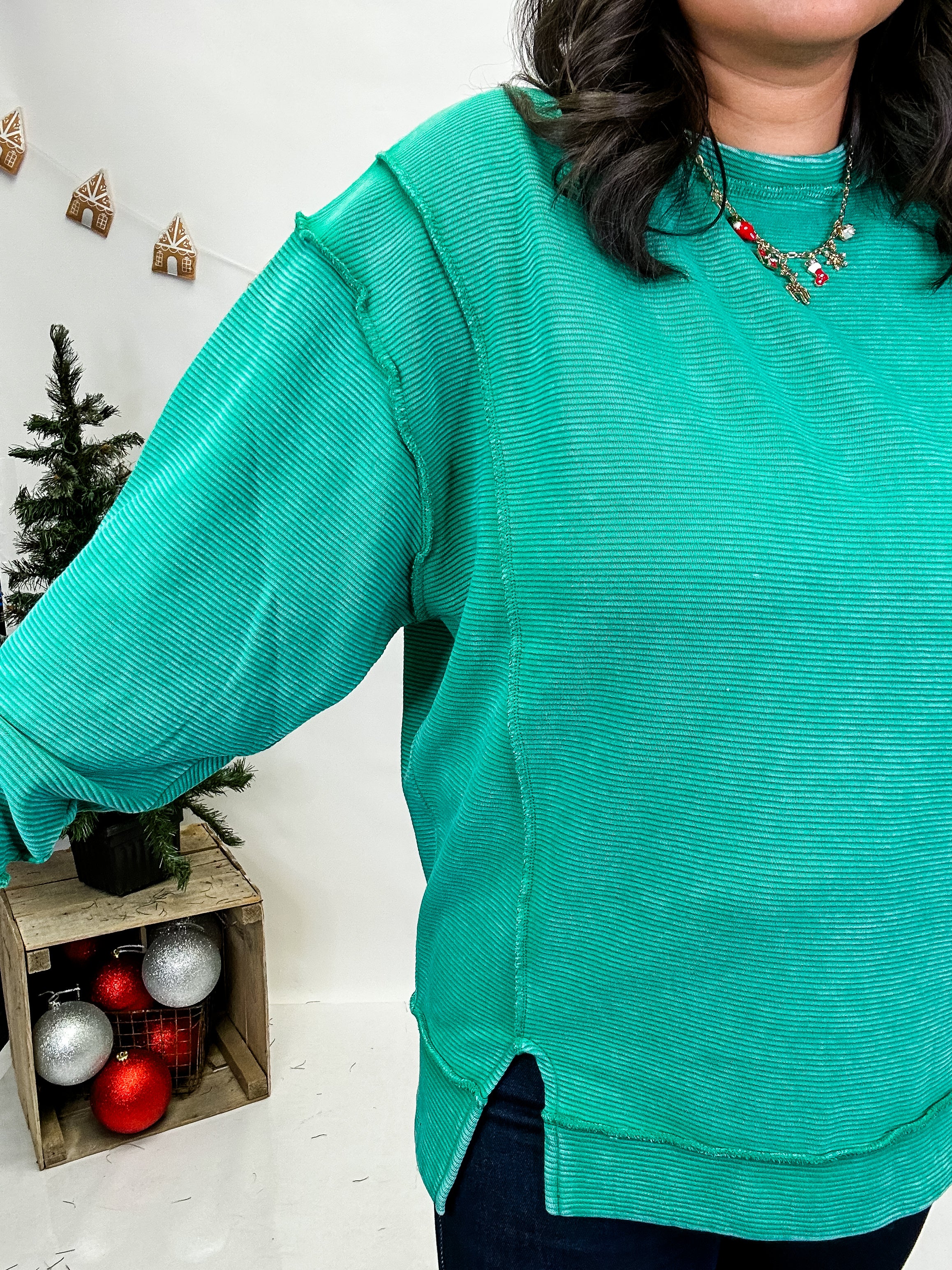 Harper Split Hem Pullover (Ribbed)