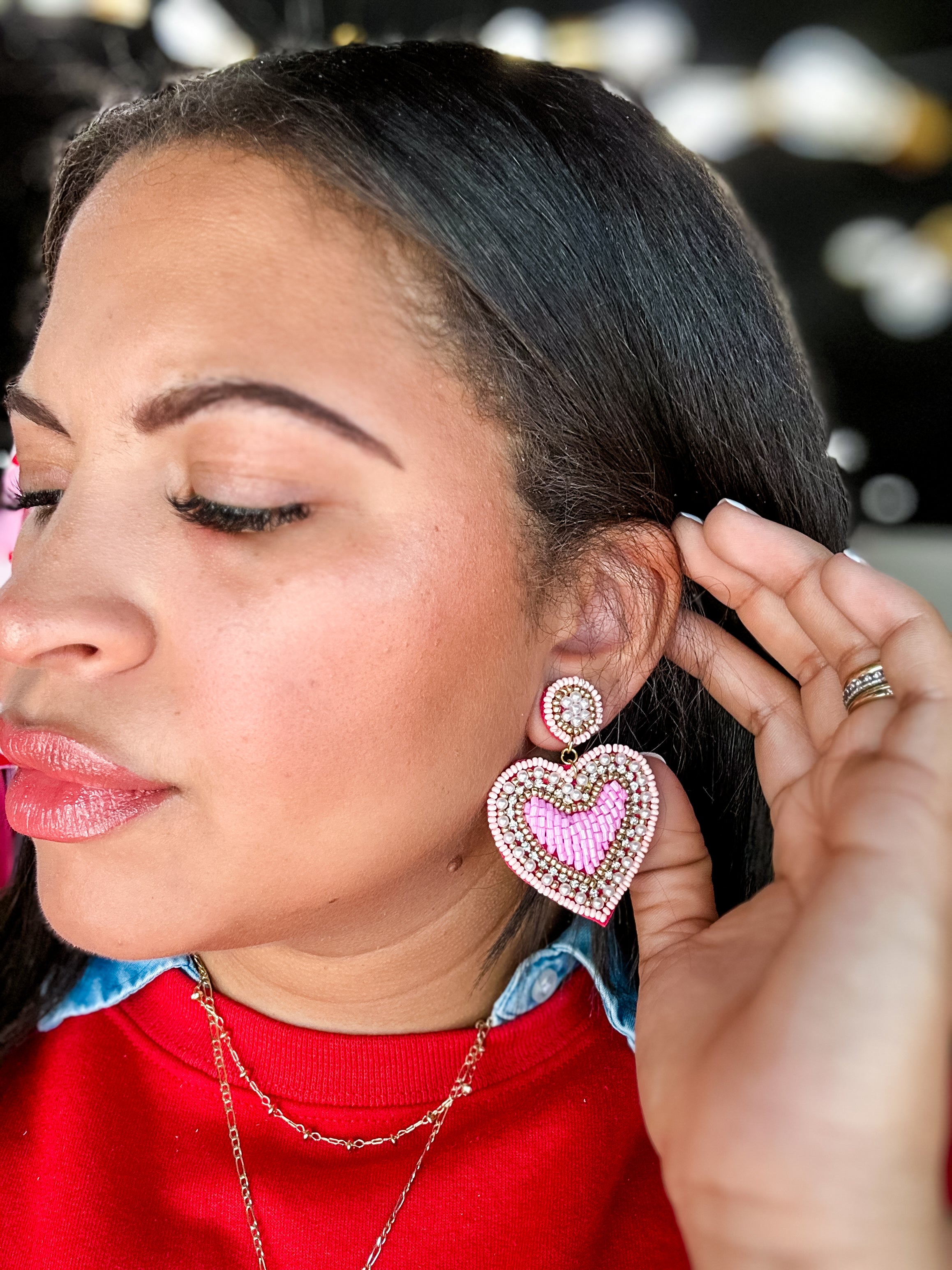 Lovely Heart Beaded Earrings