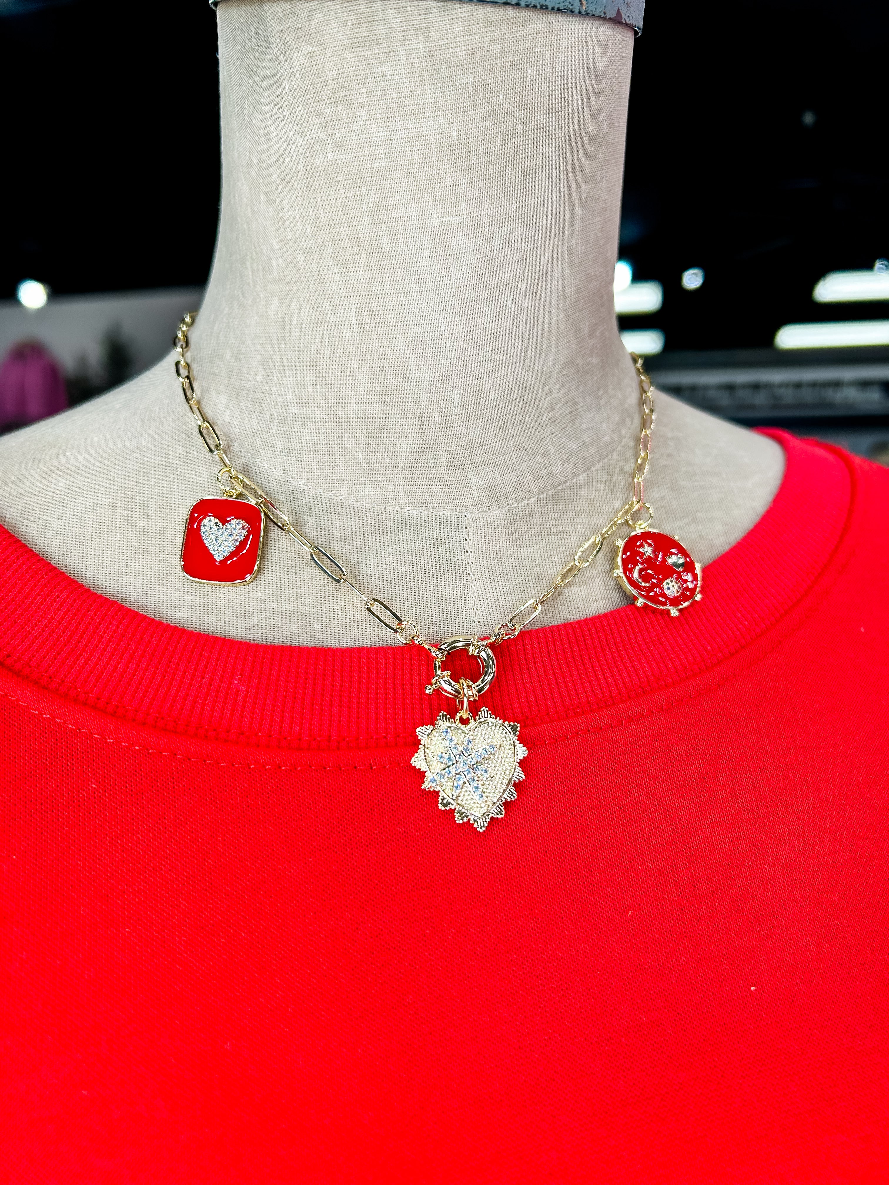 Ava Red Charm Necklace