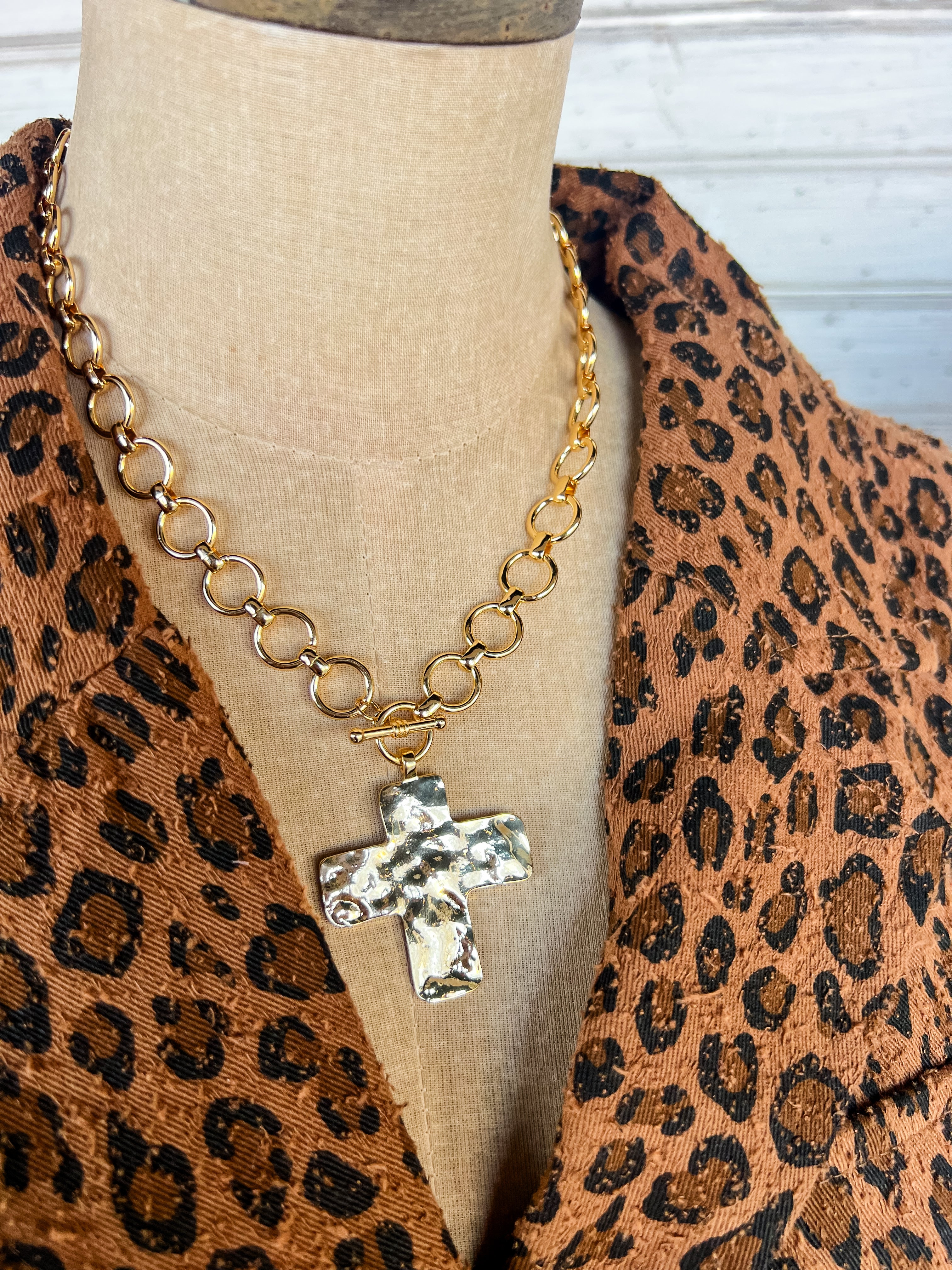 Grace Hammered Cross Necklace