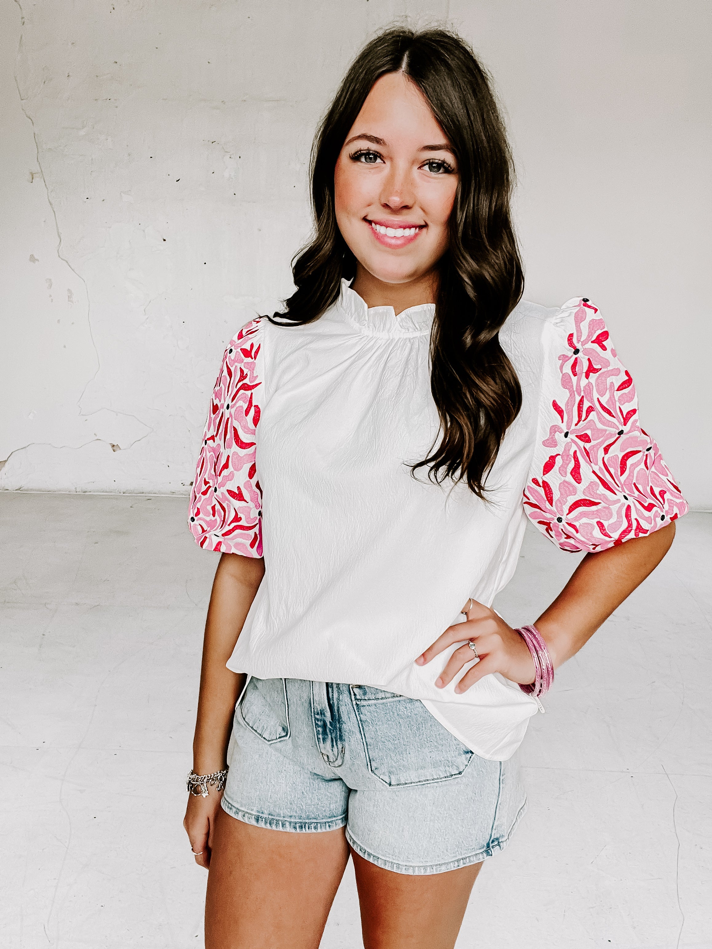 Statement Sleeve Embroidered Top