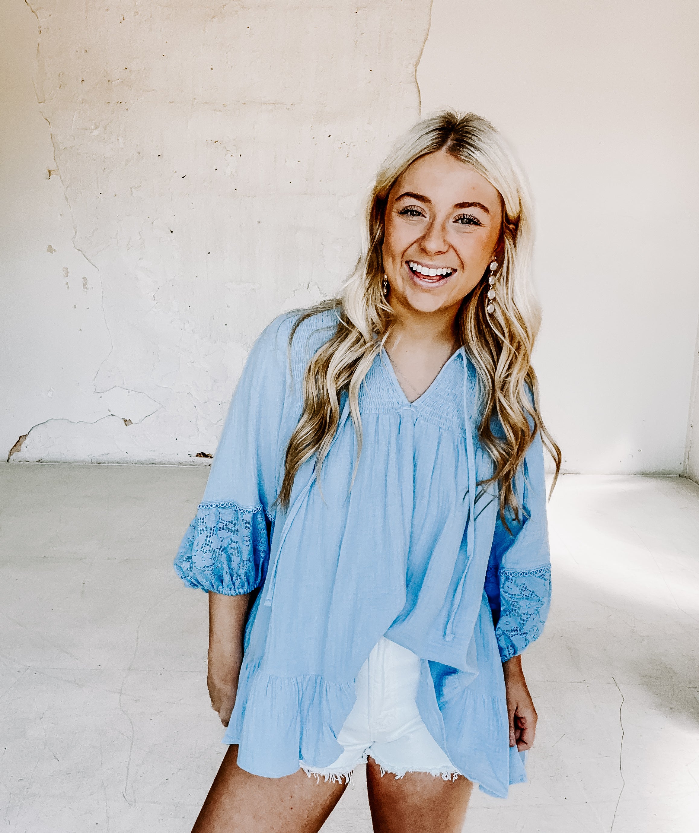 Boho Gauze Top in Blue