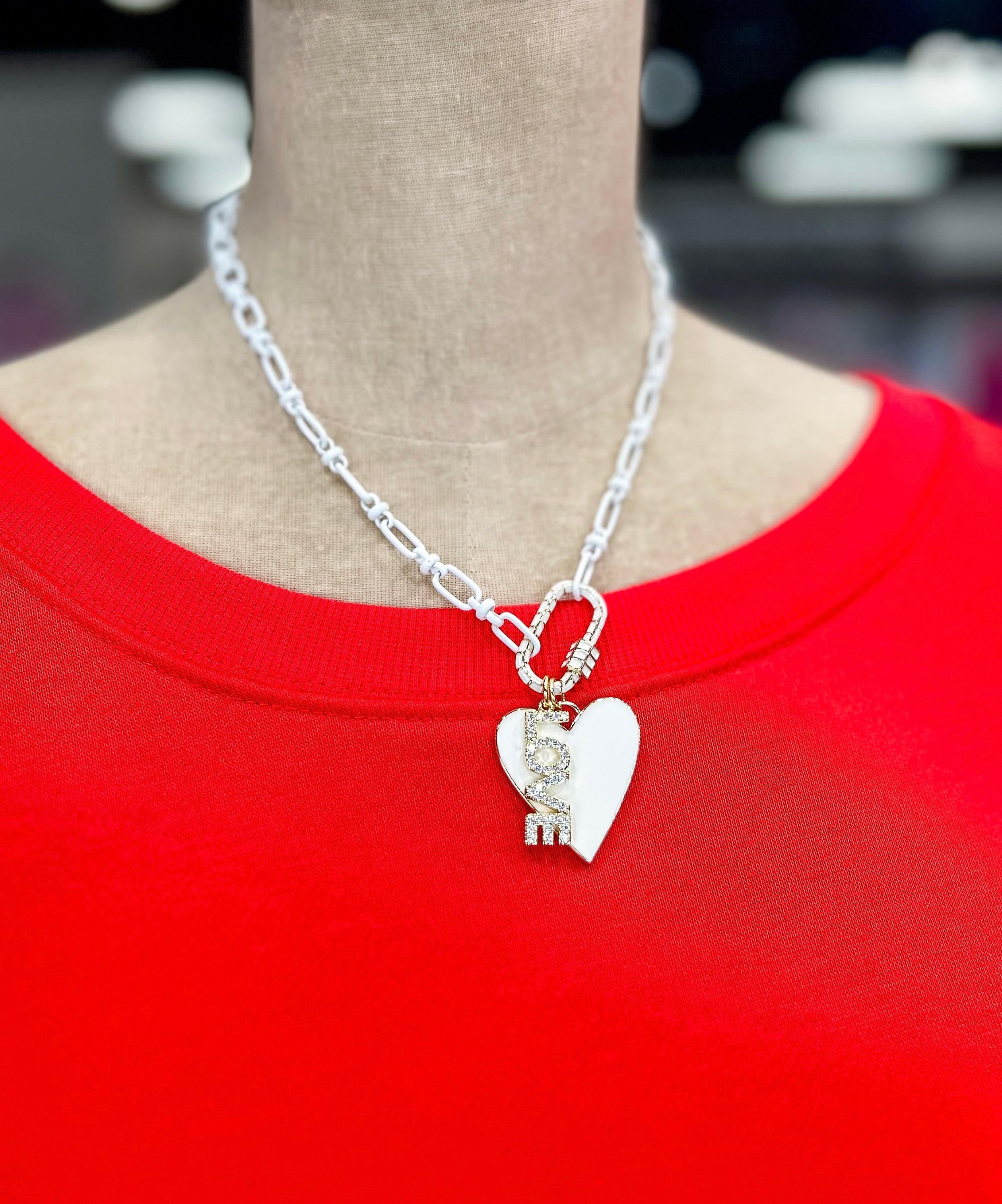White Clip Love Necklace