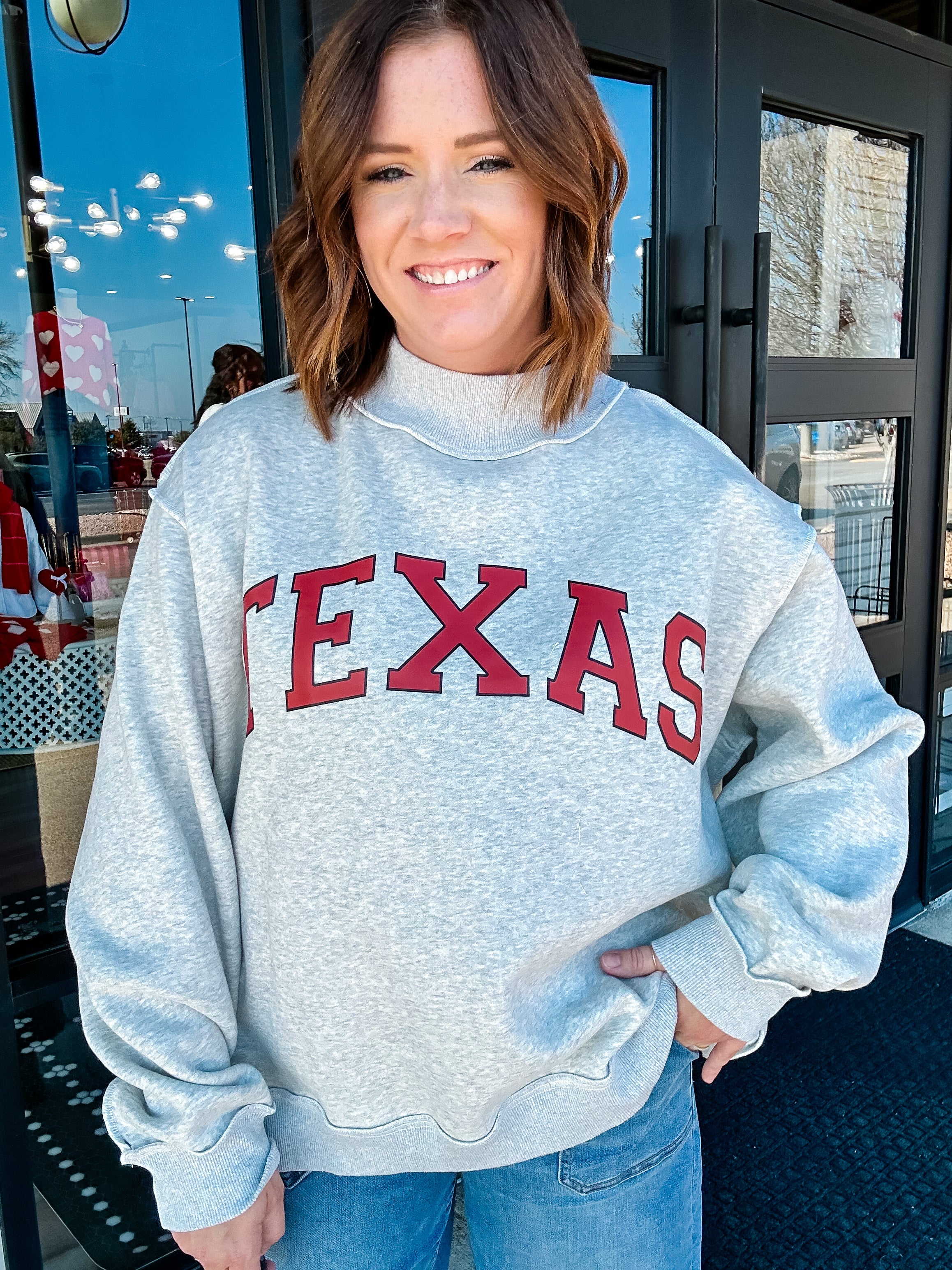 Mary Reversible Mock Neck Sweatshirt - Texas