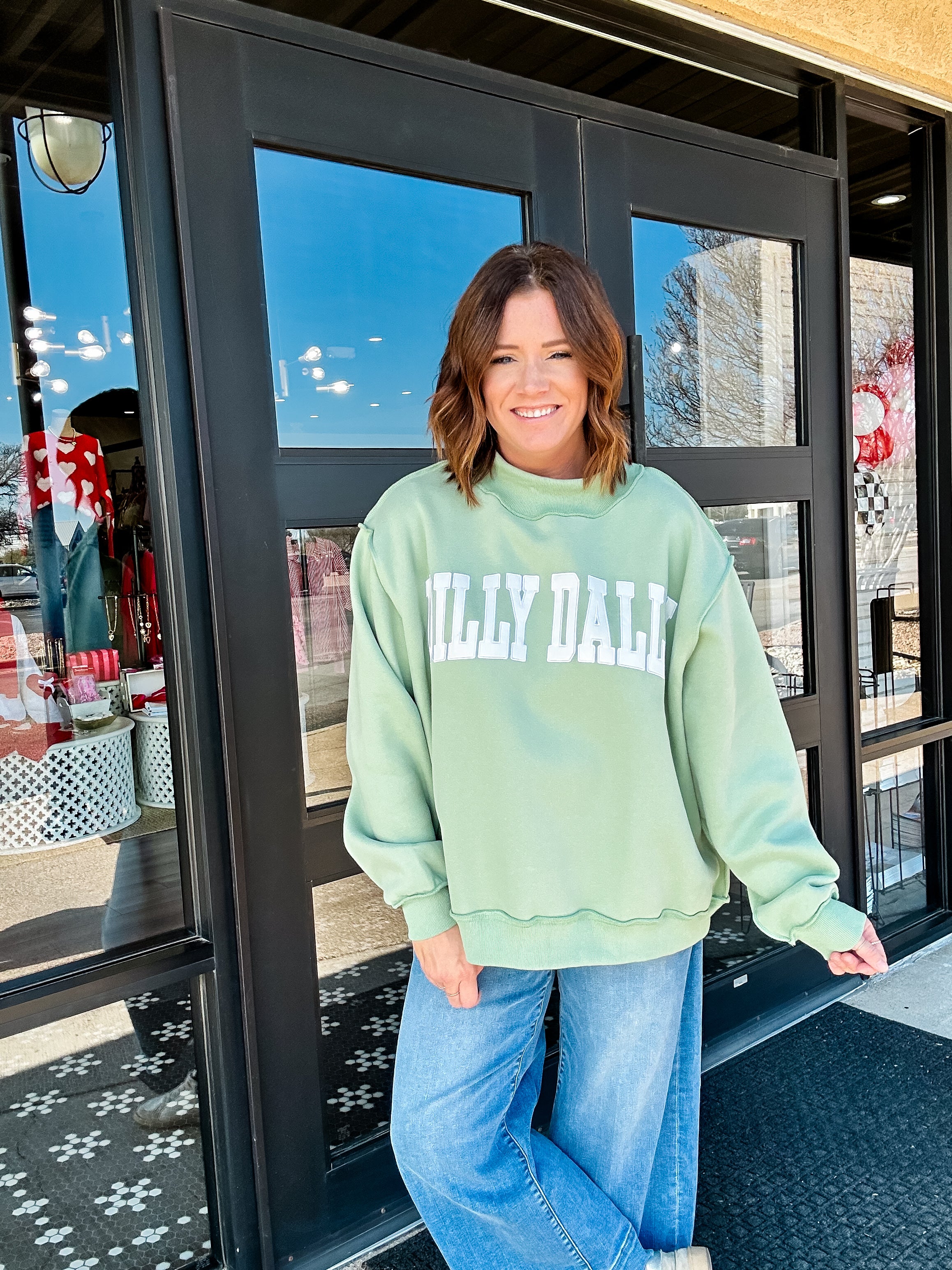 Mary Mock Neck Sweatshirt - Dilly Dally