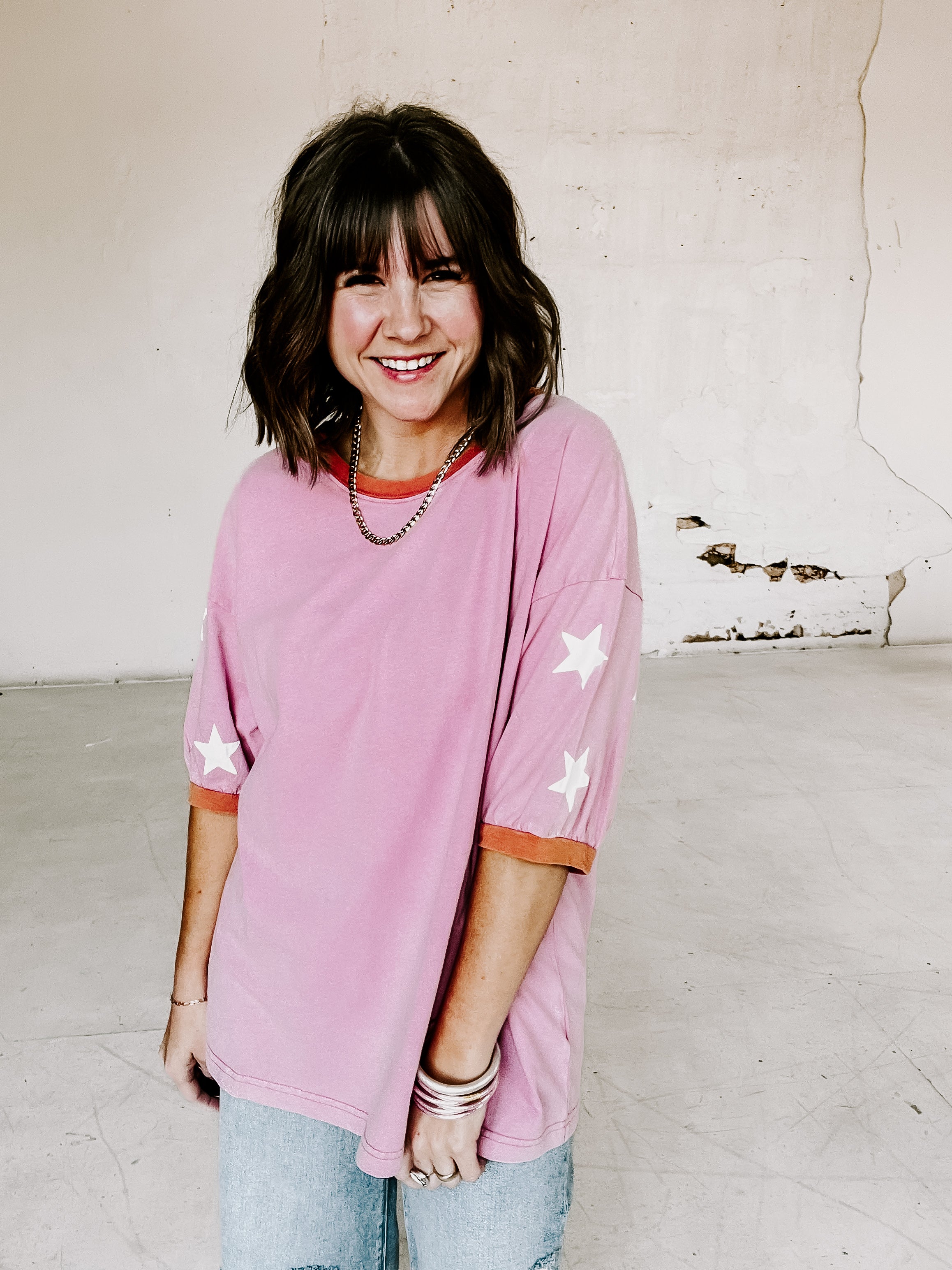 Dusty Pink Star Mineral Washed Tee