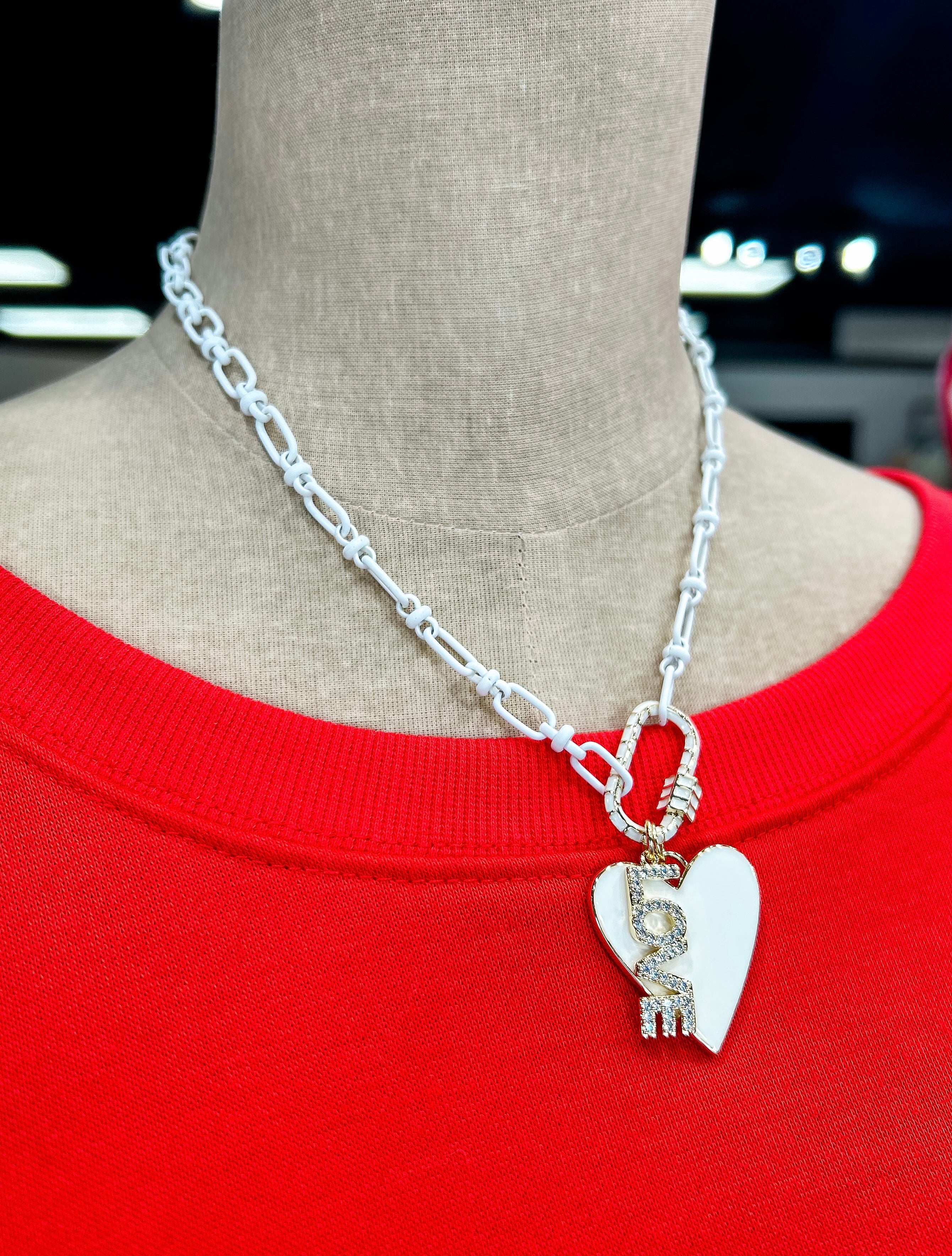 White Clip Love Necklace