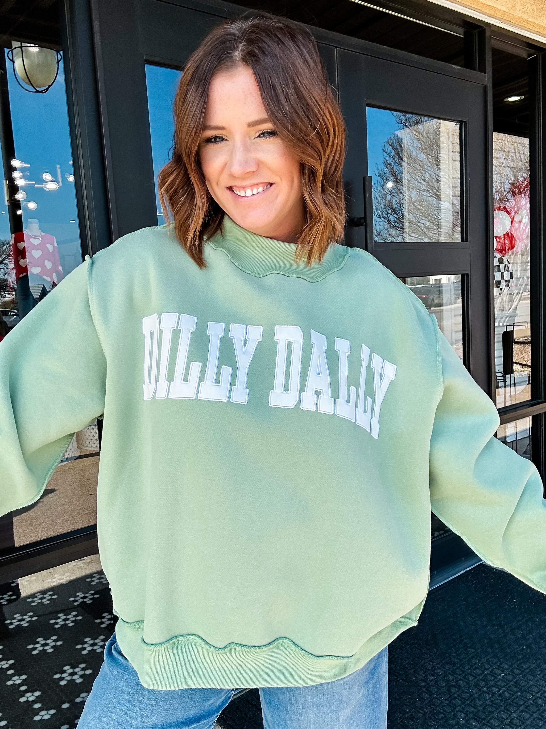 Mary Mock Neck Sweatshirt - Dilly Dally