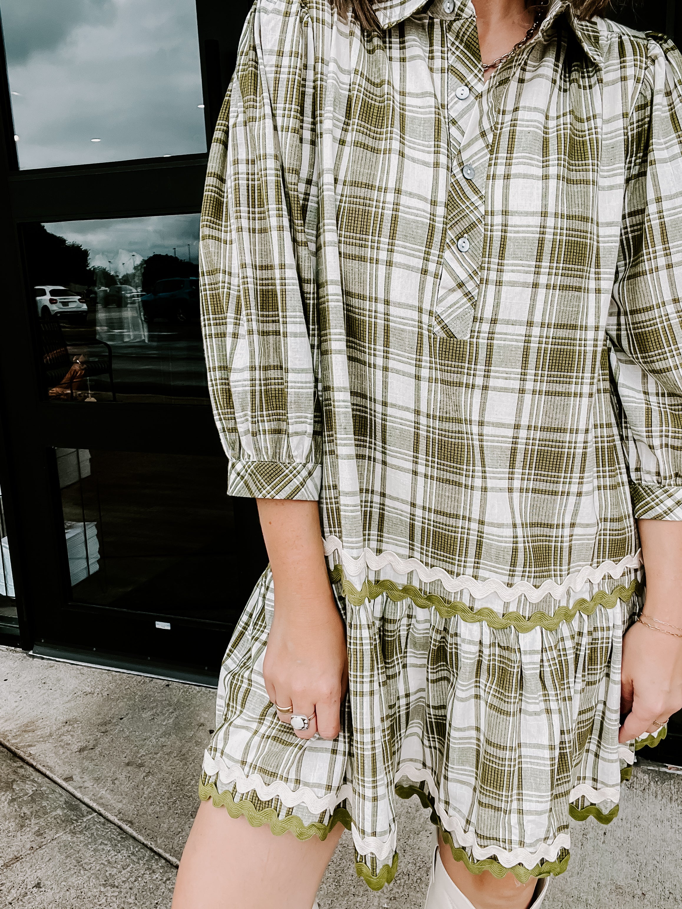 Green Plaid Ric Rac Dress