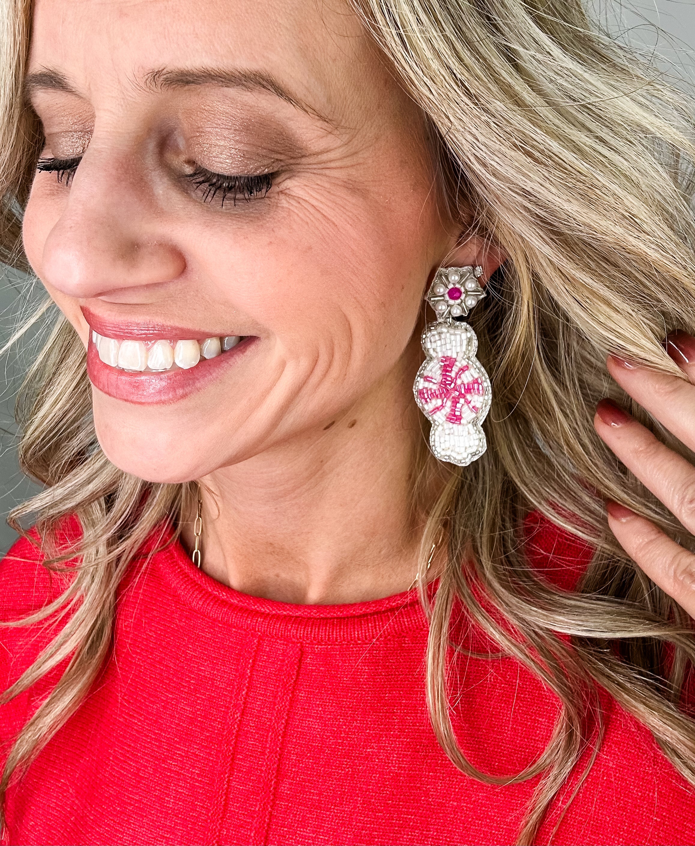 Peppermint Beaded Earrings