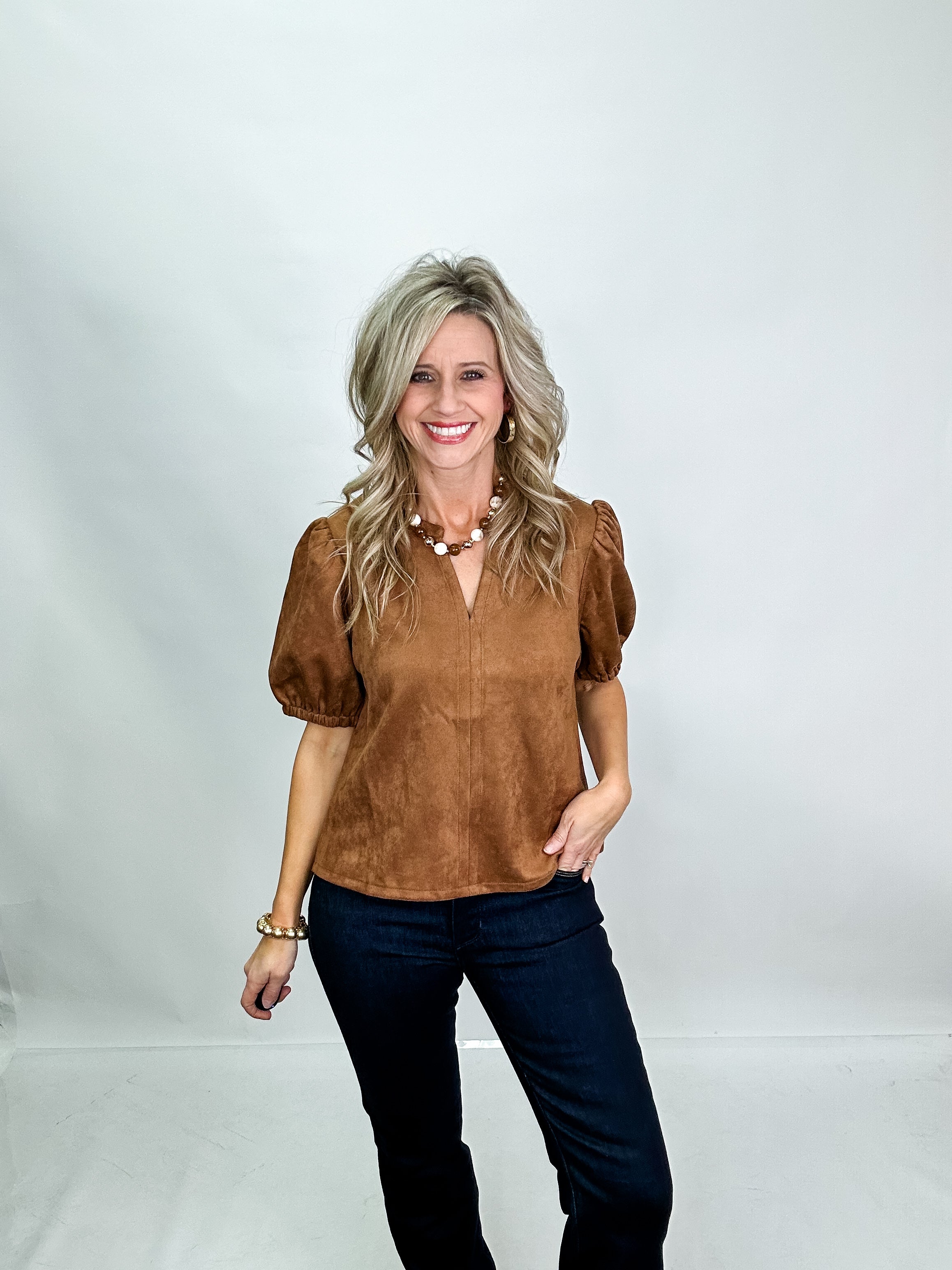 Cinnamon Suede Blouse
