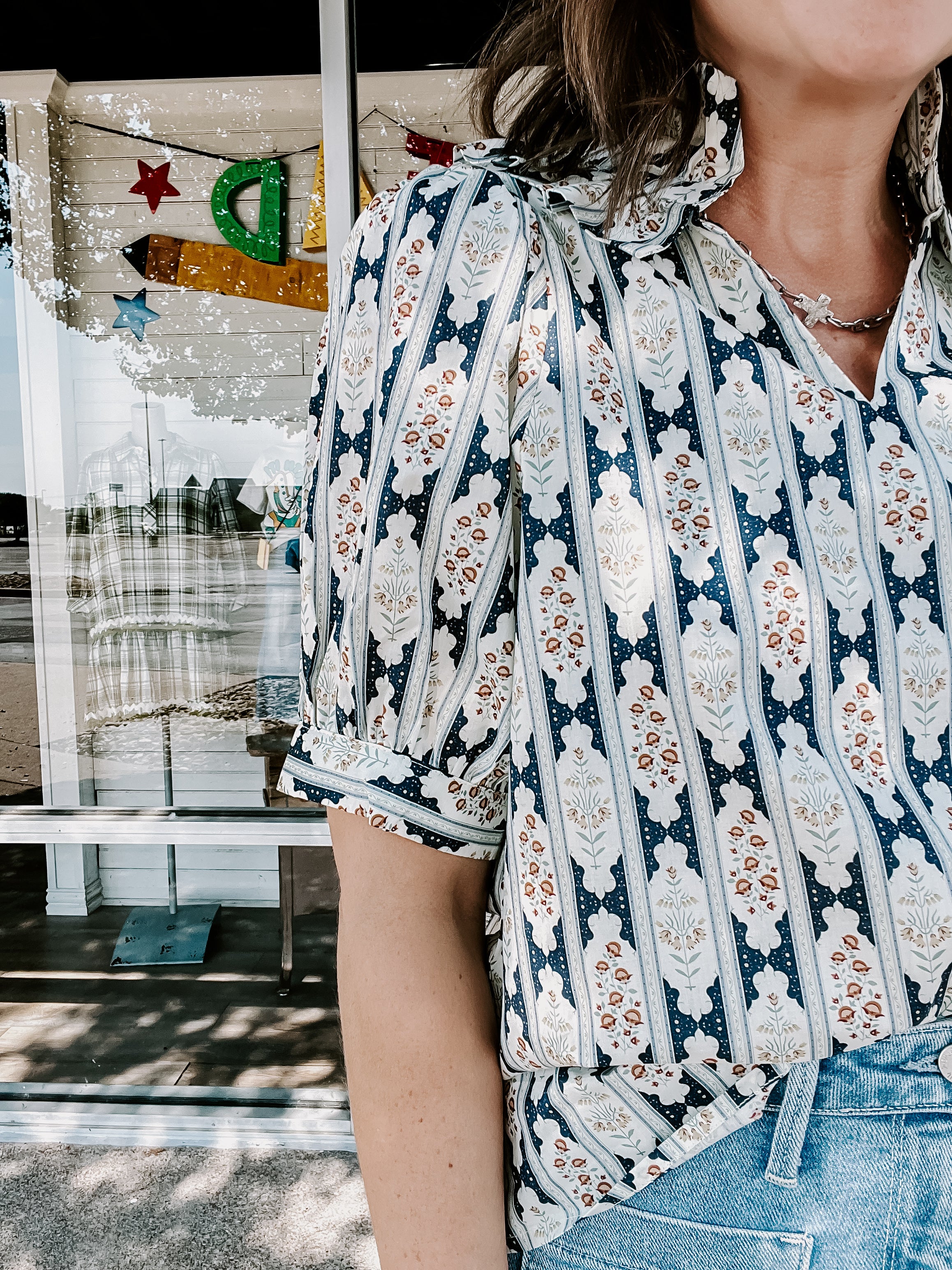 Blue Dreams Floral Print Top