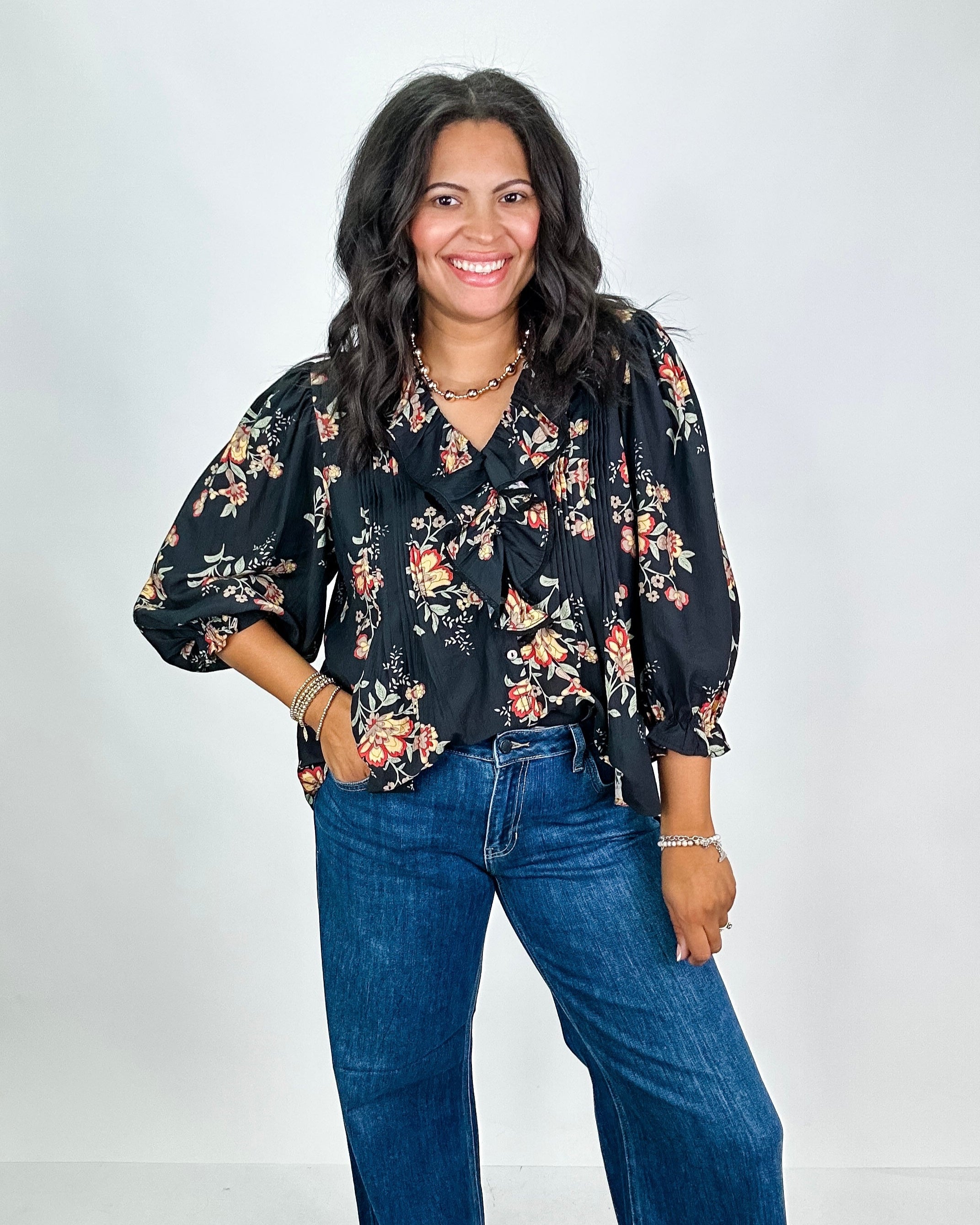 Onyx Blooms Top