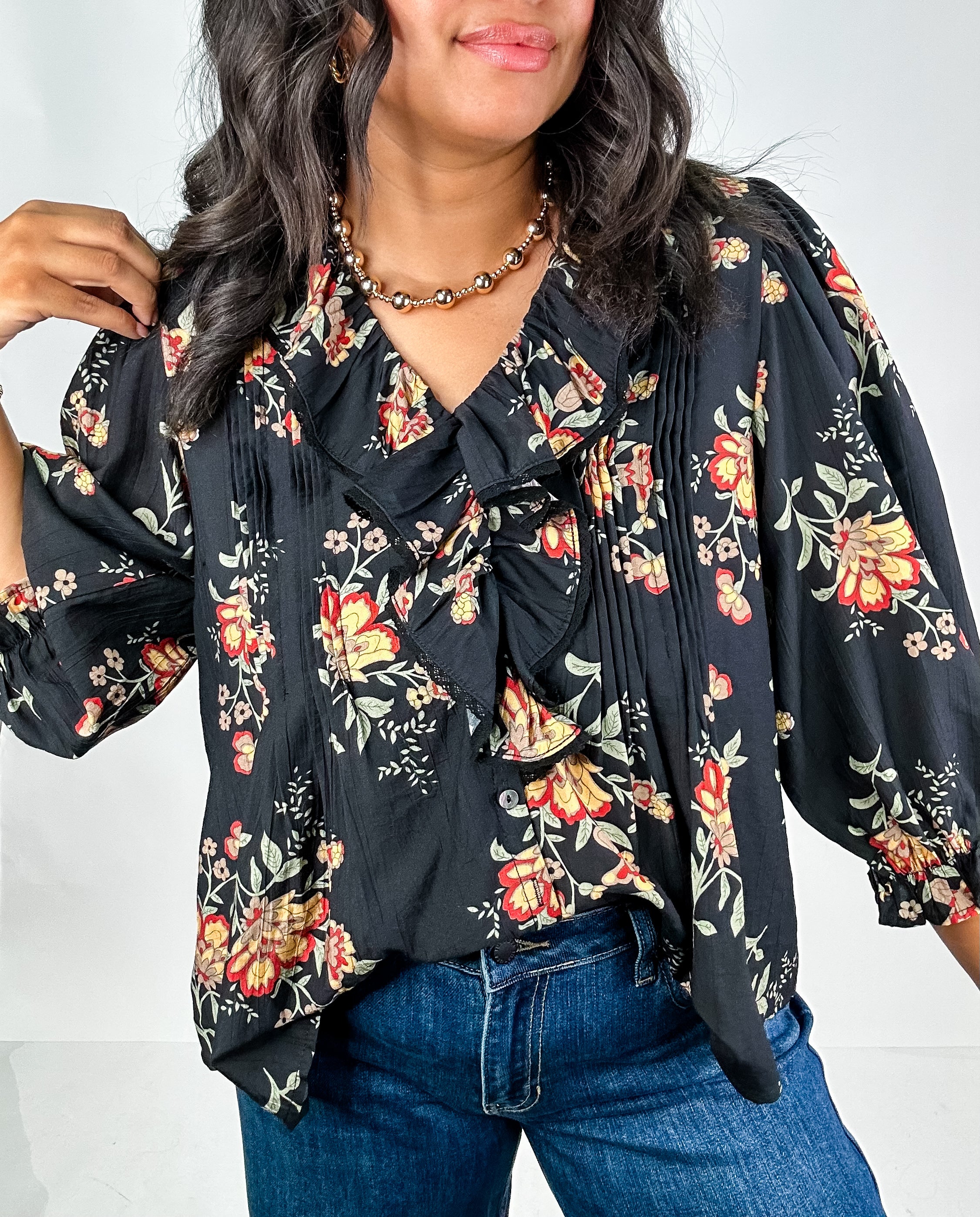 Onyx Blooms Top