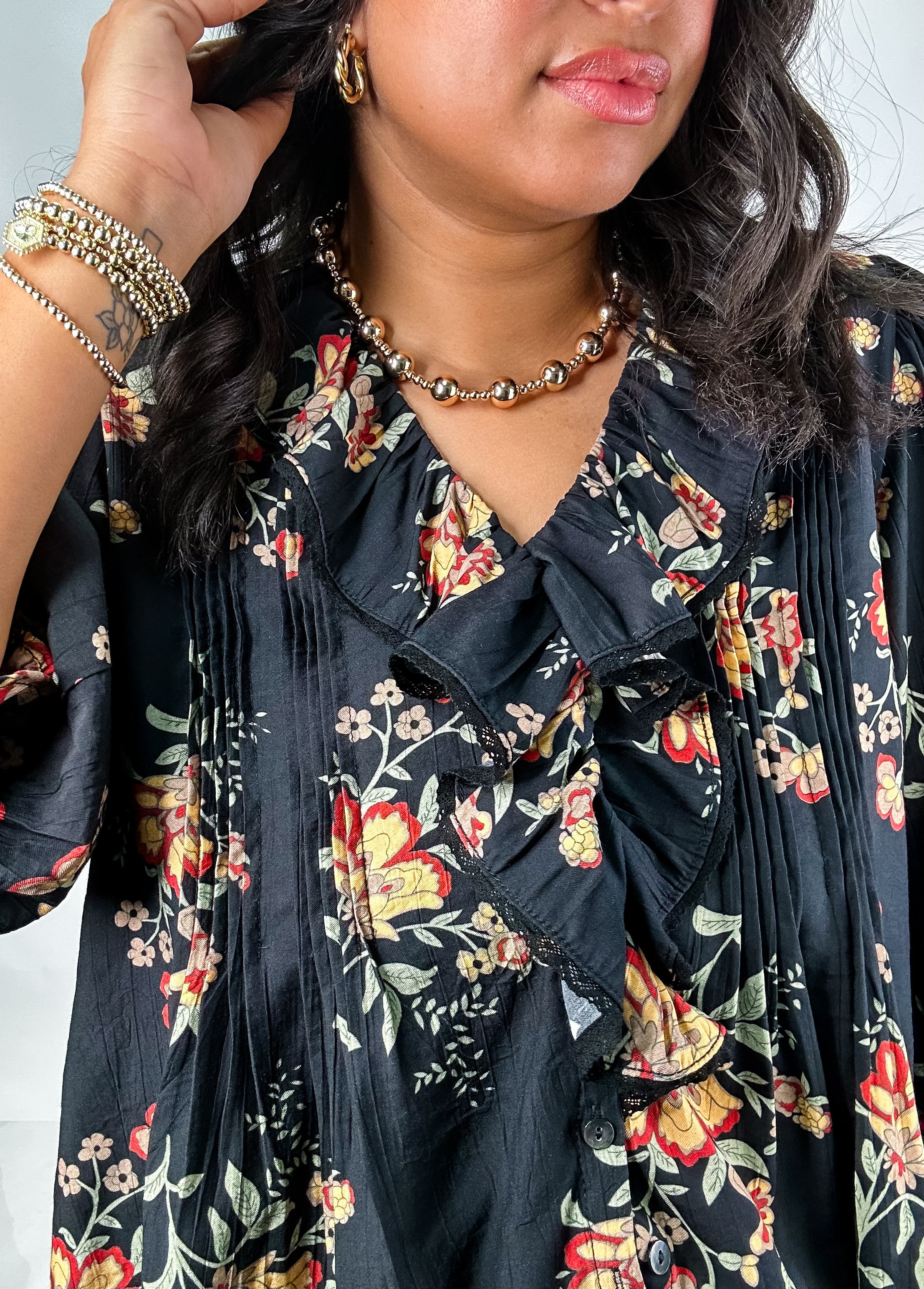 Onyx Blooms Top