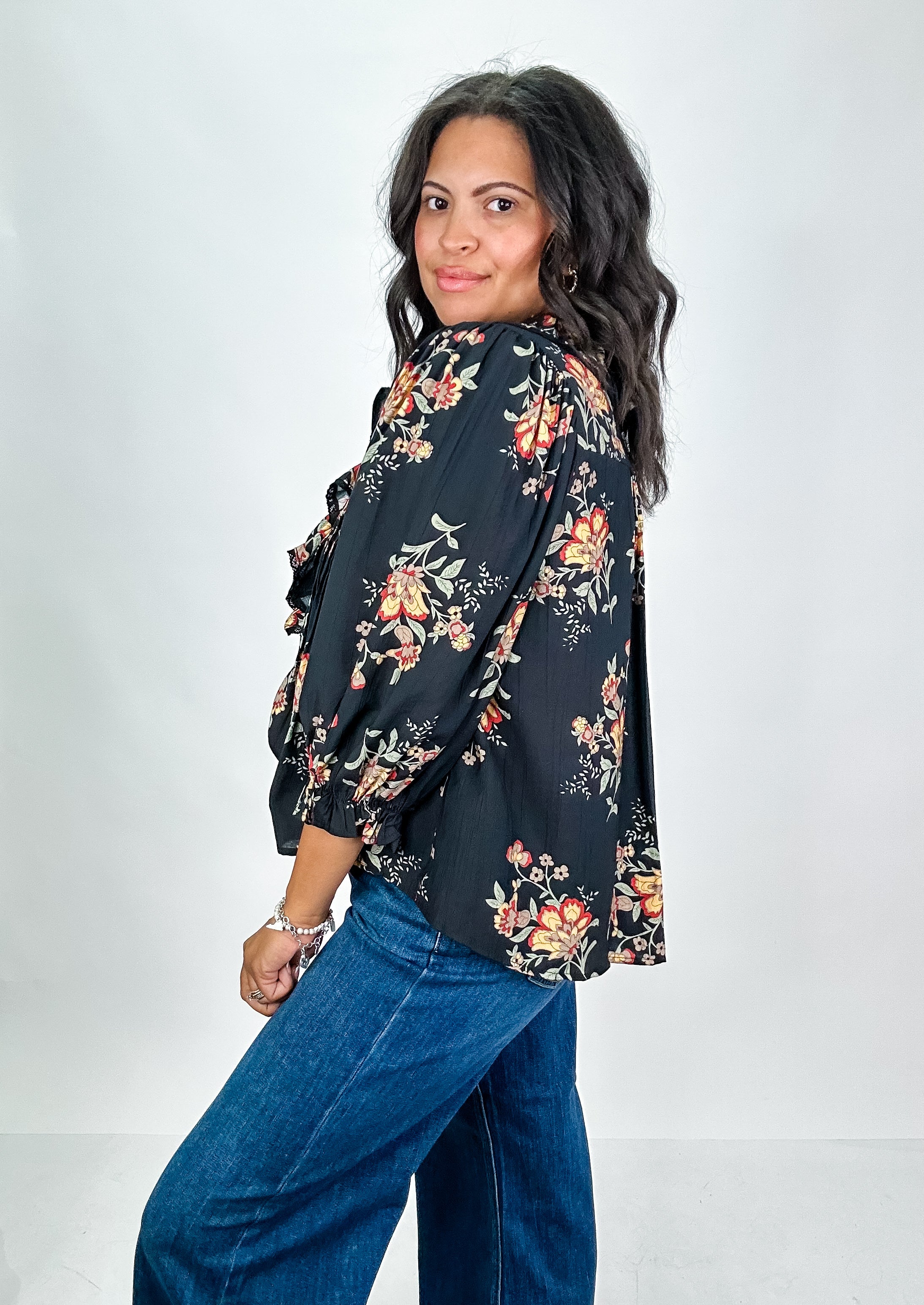 Onyx Blooms Top